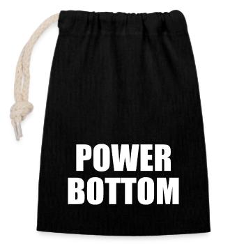 Power bottom - Closable cotton gift bag (14x20cm) - black - Front