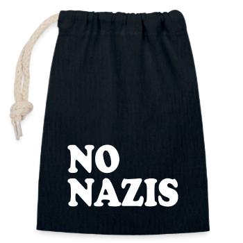 Pas de nazis - Sac cadeau en coton avec cordon (14 x 20 cm) - bleu marine - Devant