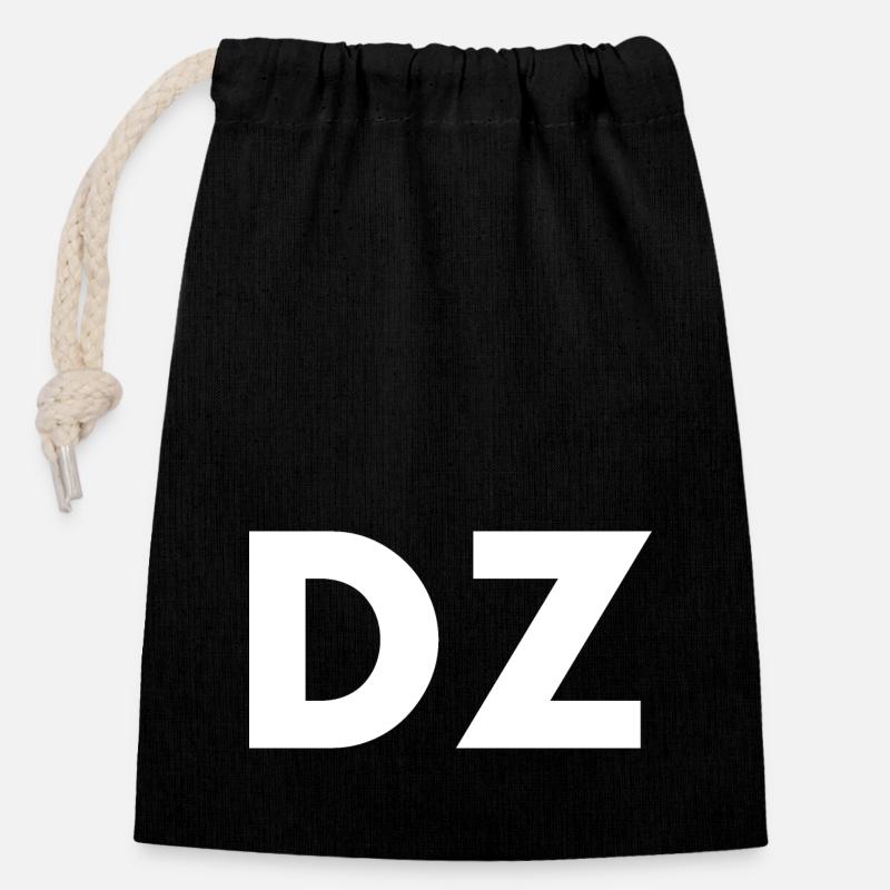 Dz - Sac cadeau en coton avec cordon (14 x 20 cm) - noir