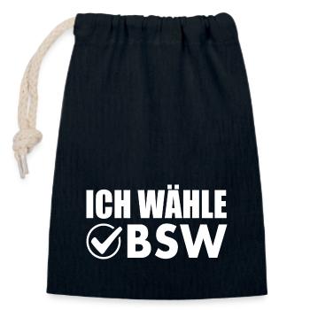 ich wähle bsw - Verschließbarer Geschenkbeutel aus Baumwolle (14x20cm) - Navy - Vorne