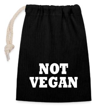 Not vegan - Verschließbarer Geschenkbeutel aus Baumwolle (14x20cm) - Schwarz - Vorne