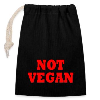 Not vegan - Verschließbarer Geschenkbeutel aus Baumwolle (14x20cm) - Schwarz - Vorne