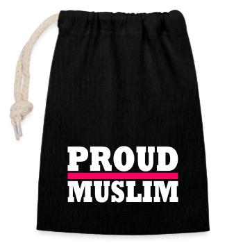 Proud muslim - Closable cotton gift bag (14x20cm) - black - Front