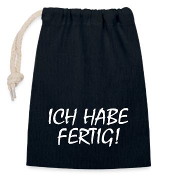 Ich habe fertig - Verschließbarer Geschenkbeutel aus Baumwolle (14x20cm) - Navy - Vorne