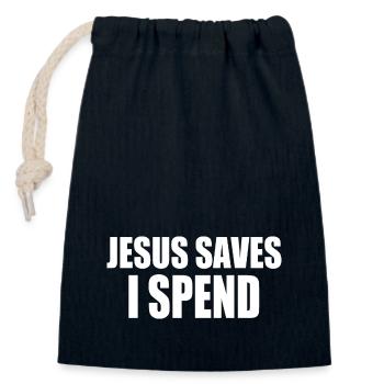 jesus saves i spend - Verschließbarer Geschenkbeutel aus Baumwolle (14x20cm) - Navy - Vorne