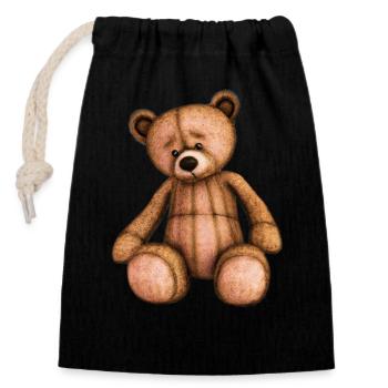 Teddybär - Verschließbarer Geschenkbeutel aus Baumwolle (14x20cm) - Schwarz - Vorne