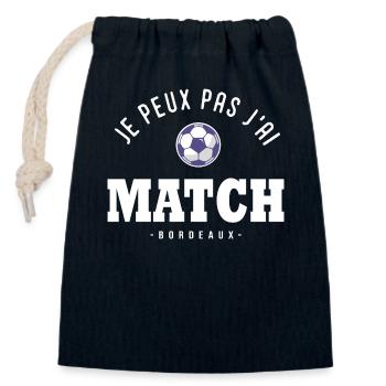 Je peux pas j ai Match football Bordeaux - Sac cadeau en coton avec cordon (14 x 20 cm) - bleu marine - Devant