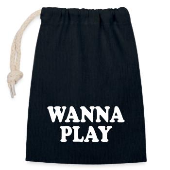 Wanna play - Verschließbarer Geschenkbeutel aus Baumwolle (14x20cm) - Navy - Vorne
