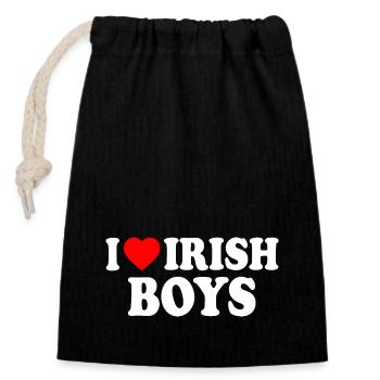 I love irish boys - Closable cotton gift bag (14x20cm) - black - Front