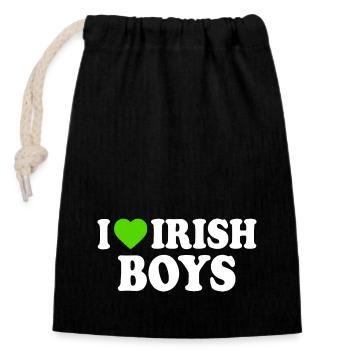 I love irish boys - Closable cotton gift bag (14x20cm) - black - Front