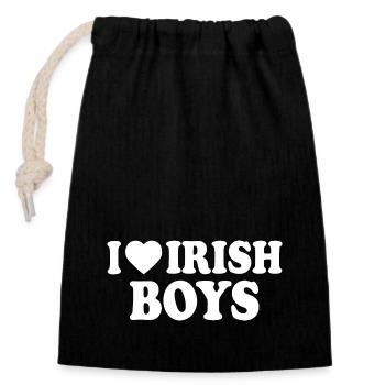 I love irish boys - Closable cotton gift bag (14x20cm) - black - Front