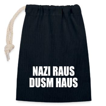 Nazis raus dusm haus - Verschließbarer Geschenkbeutel aus Baumwolle (14x20cm) - Navy - Vorne