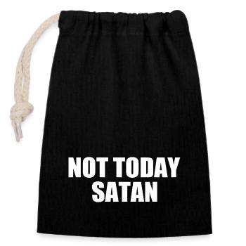 Not today satan - Closable cotton gift bag (14x20cm) - black - Front