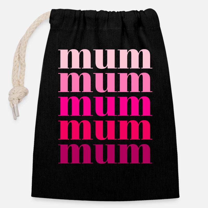 Mum Rosa - Closable cotton gift bag (14x20cm) - black