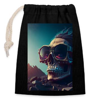 Skull sunglasses! Unique style original humor - Closable cotton gift bag (14x20cm) - black - Front