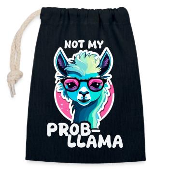 Not My Prob LLama - Lama Alpaga - Sac cadeau en coton avec cordon (14 x 20 cm) - bleu marine - Devant