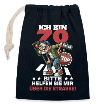 ICH BIN 70 BITTE HELFEN SIE MIR ÜBER DIE STRASSE - Verschließbarer Geschenkbeutel aus Baumwolle (14x20cm) - Navy - Vorne