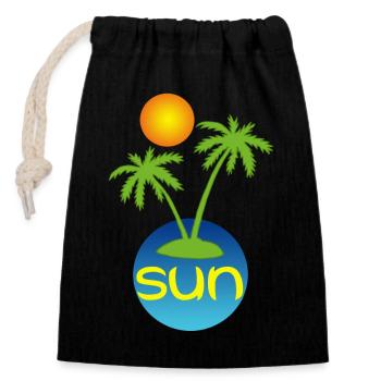 Soleil au paradis - Sac cadeau en coton avec cordon (14 x 20 cm) - noir - Devant