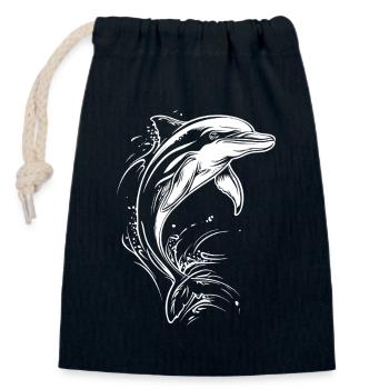 Delfin - Verschließbarer Geschenkbeutel aus Baumwolle (14x20cm) - Navy - Vorne
