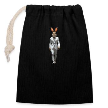 Hare - Closable cotton gift bag (14x20cm) - black - Front