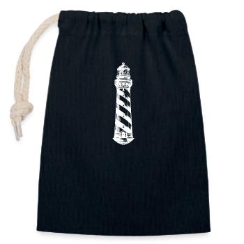 Schräg gestreifter Küsten Leuchtturm - Verschließbarer Geschenkbeutel aus Baumwolle (14x20cm) - Navy - Vorne