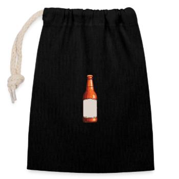 Beer Bottle Symbol Beer - Closable cotton gift bag (14x20cm) - black - Front