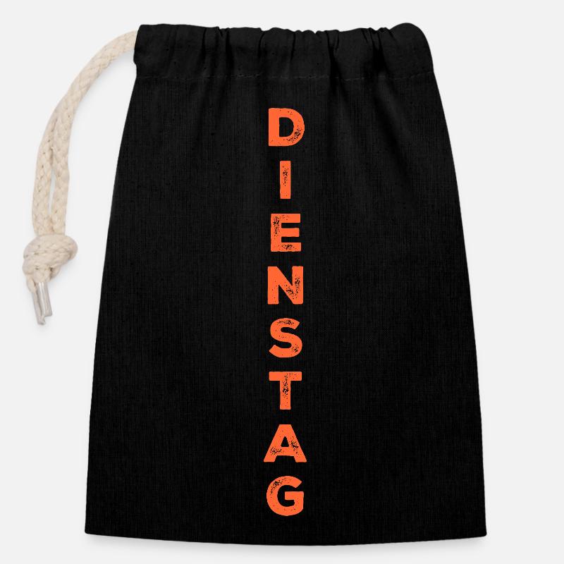 Dienstag - orange - Verschließbarer Geschenkbeutel aus Baumwolle (14x20cm) - Schwarz