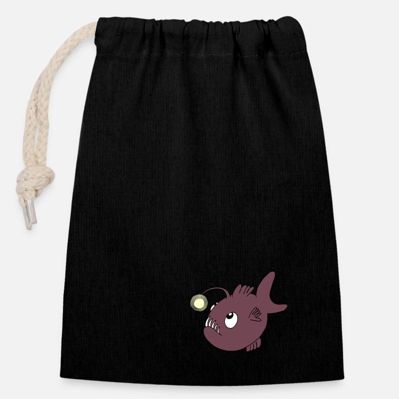 Poisson-grenouille - Sac cadeau en coton avec cordon (14 x 20 cm) - noir
