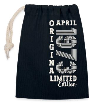 50e anniversaire Homme April Né en 1973 Original - Sac cadeau en coton avec cordon (14 x 20 cm) - bleu marine - Devant
