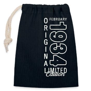 90th Birthday Original February Vintage 1934 - Closable cotton gift bag (14x20cm) - navy - Front
