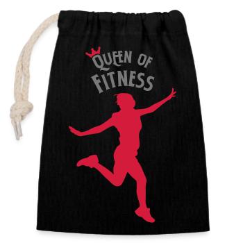 fitness - Closable cotton gift bag (14x20cm) - black - Front