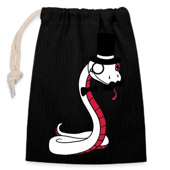 Sir gentlemen cylinder rich monocle glasses s - Closable cotton gift bag (14x20cm) - black - Front