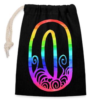 rainbow o - Closable cotton gift bag (14x20cm) - black - Front