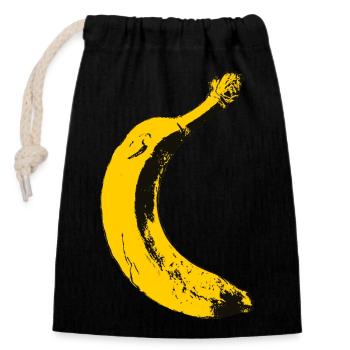 Banane Banana - Verschließbarer Geschenkbeutel aus Baumwolle (14x20cm) - Schwarz - Vorne