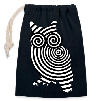 owl illusion eyes optical illusion lsd strudel - Closable cotton gift bag (14x20cm) - navy - Front