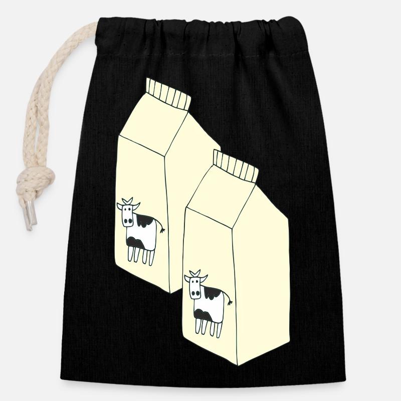 tetrapack milch - Verschließbarer Geschenkbeutel aus Baumwolle (14x20cm) - Schwarz