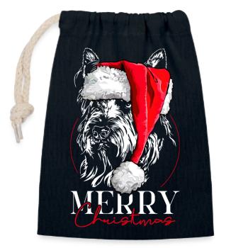 Santa BERGER PICARD Merry Christmas Hunde Wilsigns - Verschließbarer Geschenkbeutel aus Baumwolle (14x20cm) - Navy - Vorne