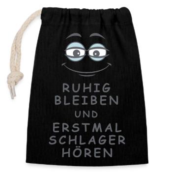 Schlager hören - Verschließbarer Geschenkbeutel aus Baumwolle (14x20cm) - Schwarz - Vorne