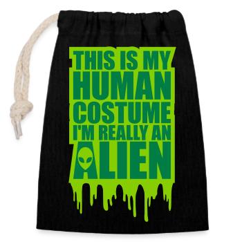 Citation extraterrestre de costume humain - Sac cadeau en coton avec cordon (14 x 20 cm) - noir - Devant