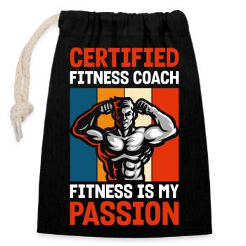 Gym Train Pumps Athletes - Closable cotton gift bag (14x20cm) - black - Front