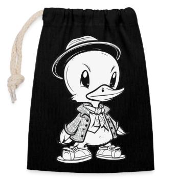 Dapper Duck - Stylish and Classy - Closable cotton gift bag (14x20cm) - black - Front