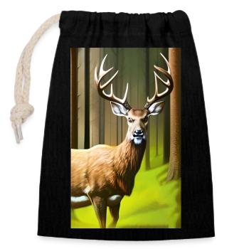 Cool Comic Portrait of a wild fallow deer majestic - Closable cotton gift bag (14x20cm) - black - Front