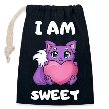 Je suis doux Design - Dictons - Animaux - mignons - Sac cadeau en coton avec cordon (14 x 20 cm) - bleu marine - Devant