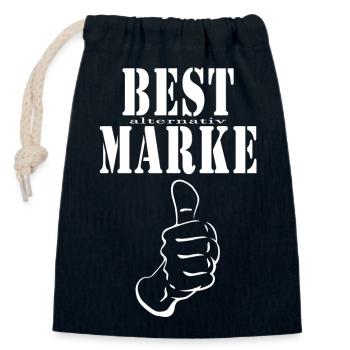 BEST alternative BRAND thumbs up - Closable cotton gift bag (14x20cm) - navy - Front