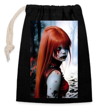 ARTWORK Redhair Girl - Verschließbarer Geschenkbeutel aus Baumwolle (14x20cm) - Schwarz - Vorne