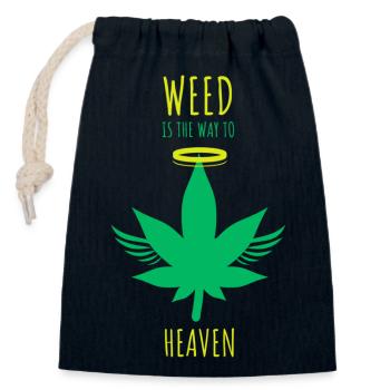 Weed is the way to heaven - Closable cotton gift bag (14x20cm) - navy - Front