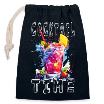 Cocktail Time Sommer Strand Party Bar Club Getränk - Verschließbarer Geschenkbeutel aus Baumwolle (14x20cm) - Navy - Vorne