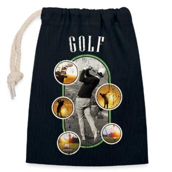 Golf Golfen Golfspieler Sport Hobby Club Vintage - Verschließbarer Geschenkbeutel aus Baumwolle (14x20cm) - Navy - Vorne