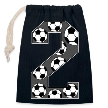 2 Geburtstag Fußball grau - Verschließbarer Geschenkbeutel aus Baumwolle (14x20cm) - Navy - Vorne