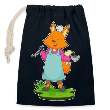 Fuchs Koch Schüssel Kochen - Verschließbarer Geschenkbeutel aus Baumwolle (14x20cm) - Navy - Vorne